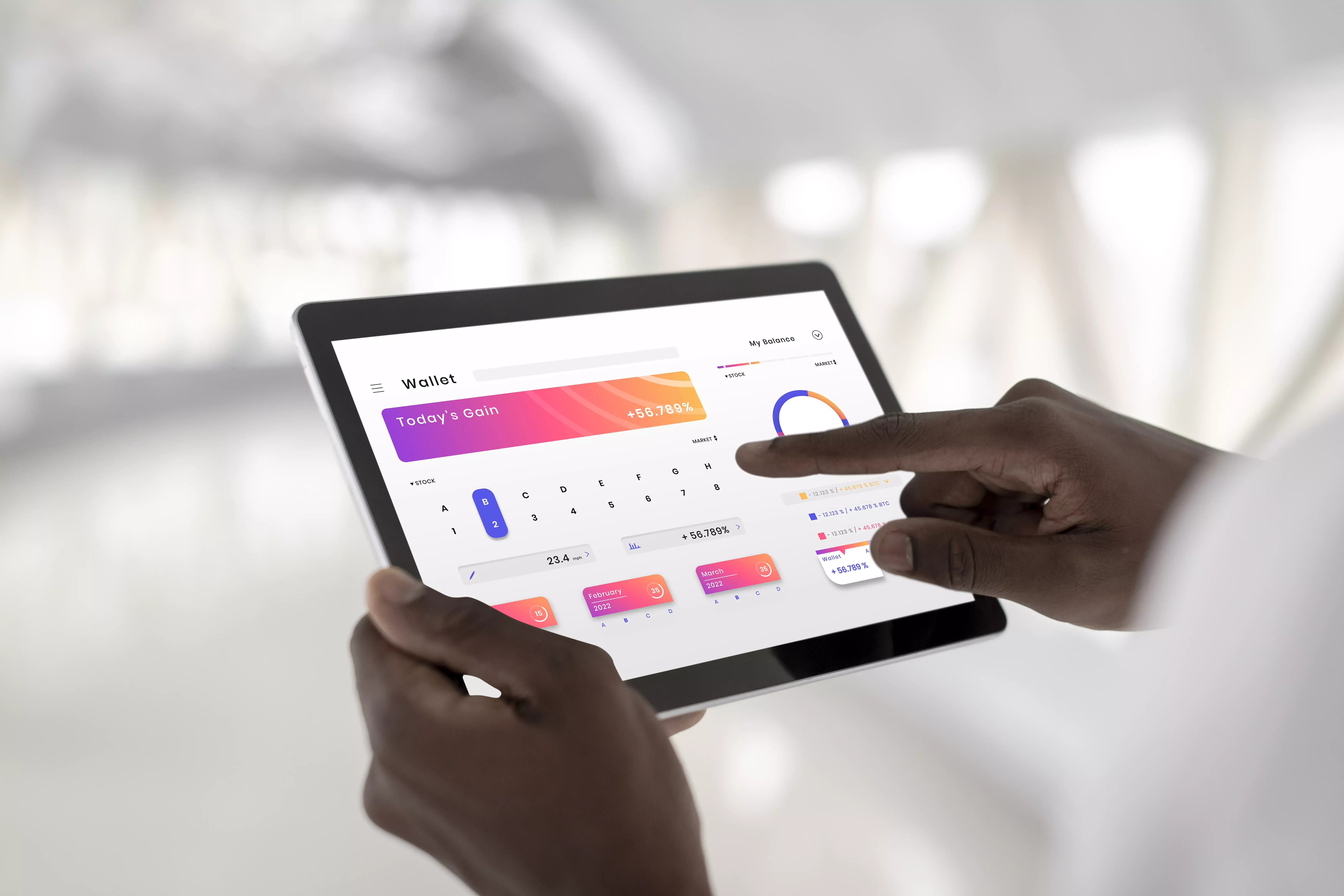 Analytics dashboard on a tablet